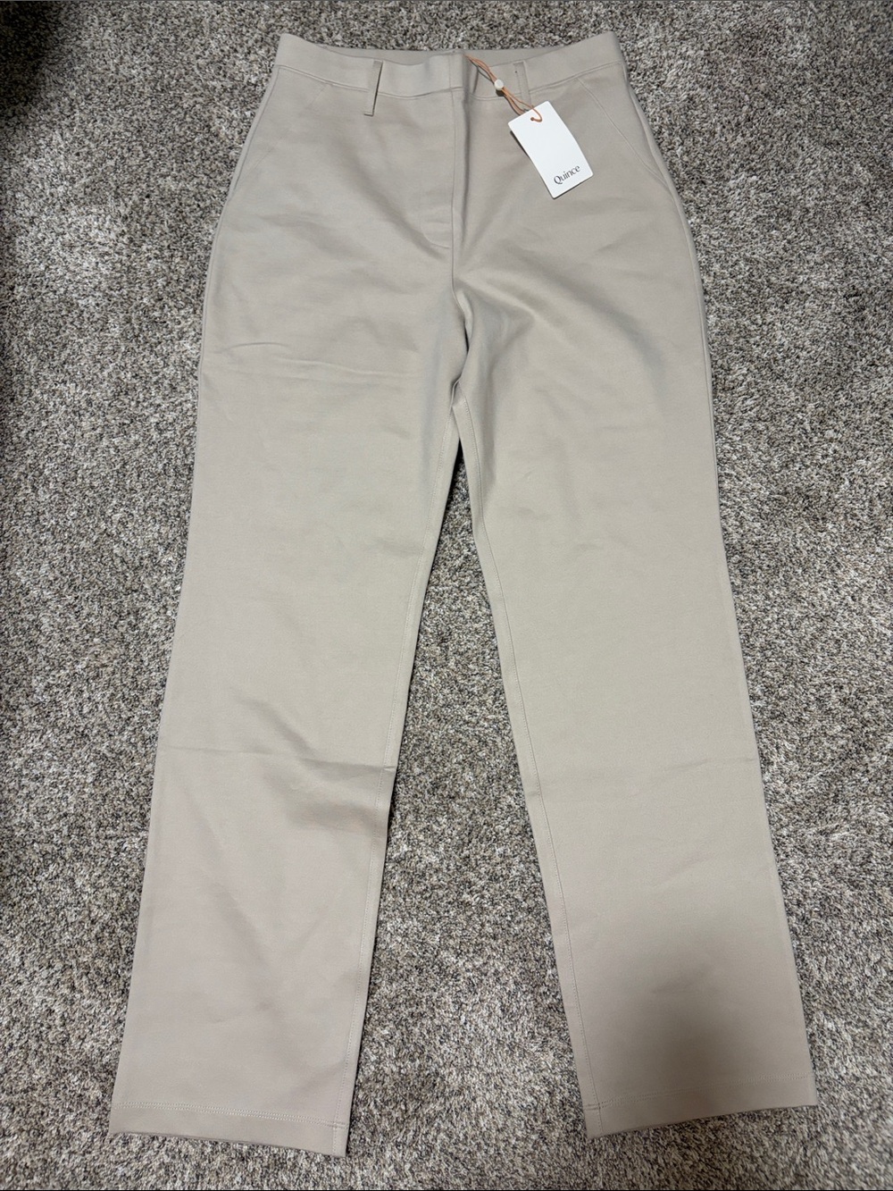 Quince Women’s Ultra-Stretch Ponte Straight Leg Pants - Ecru Size Medium